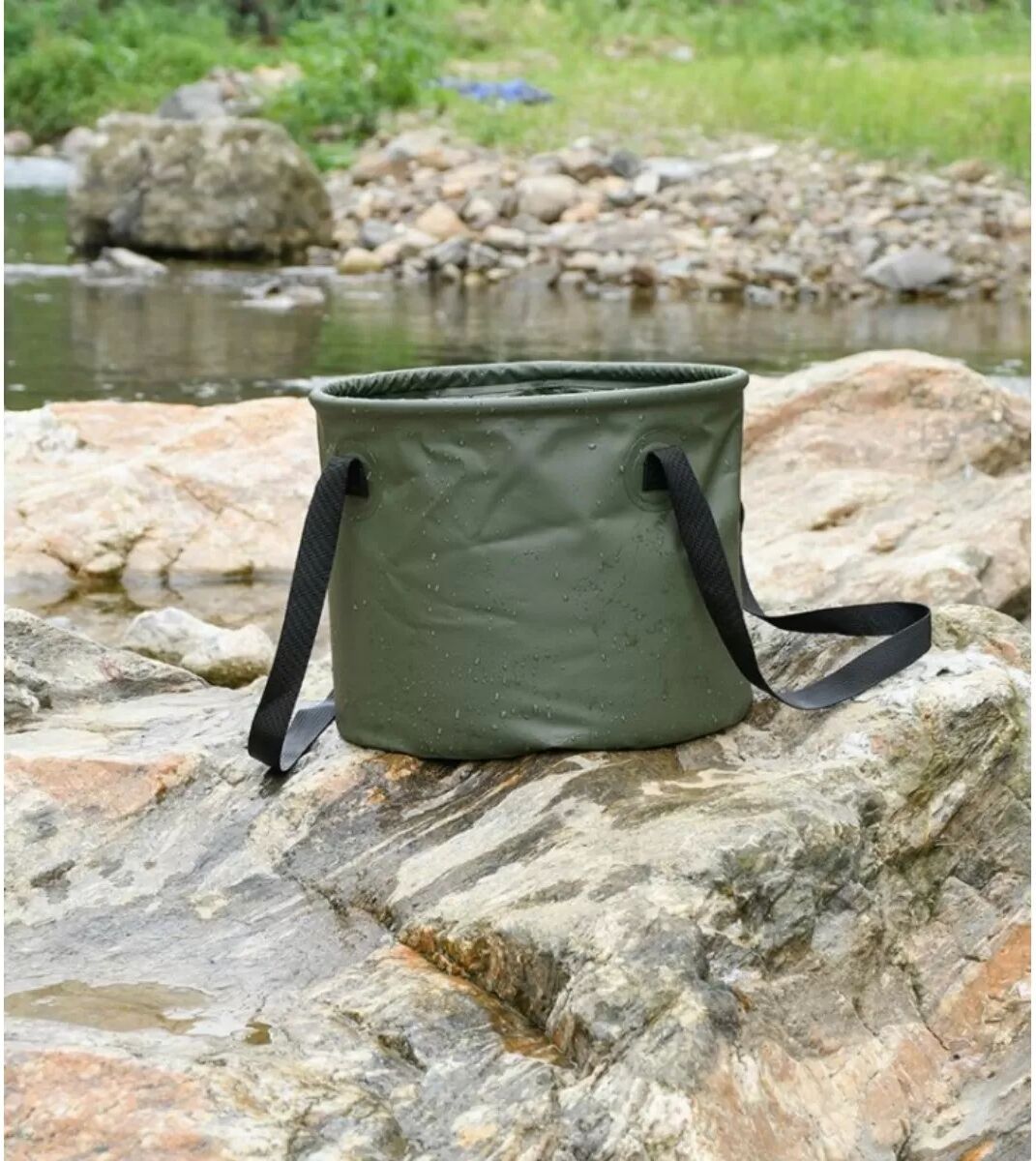 INF Seau d'eau pliable de camping 20L - Portable et multifonctionnel Vert