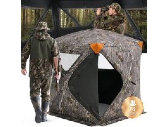 VEVOR Store de chasse transparent à 270°, store de sol pop-up pour 1-2 personnes avec sac de transport, tente de chasse portable et résiliente, 3 fenêtres horizontales pour chasse à la dinde, au cerf