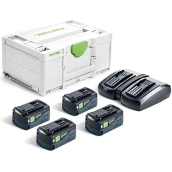 Festool, Werkzeugakku + Ladegerät, Energie-Set SYS 18V 4xHP5,0/TCL6DUO (18 V)