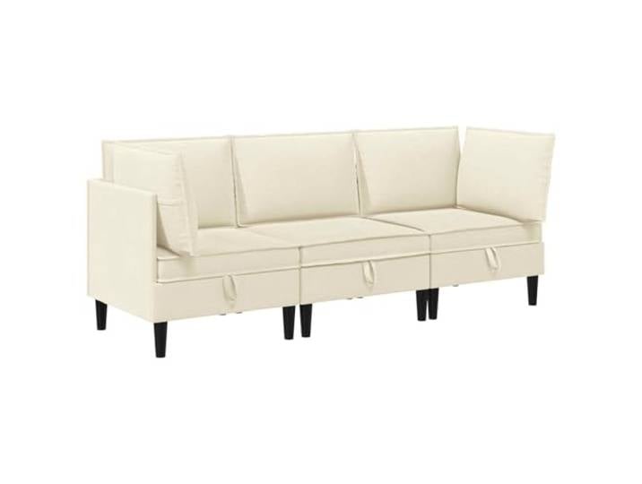 Todiikf Modernes Sofa Set 3-Teilig Modulares Ecksofa Polstersofa Creme Ideal für Ihr Wohnzimmer: Modulares Set mit stabilem Sperrholzrahmen, braunen Kunststoffbeinen und weichem Stoff.