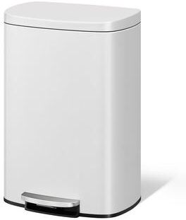 YUN 13 Gal Trash Can with Lid, Stainless Steel Fingerprint-Proof Pedal Bin with Rear Handle for Home Office