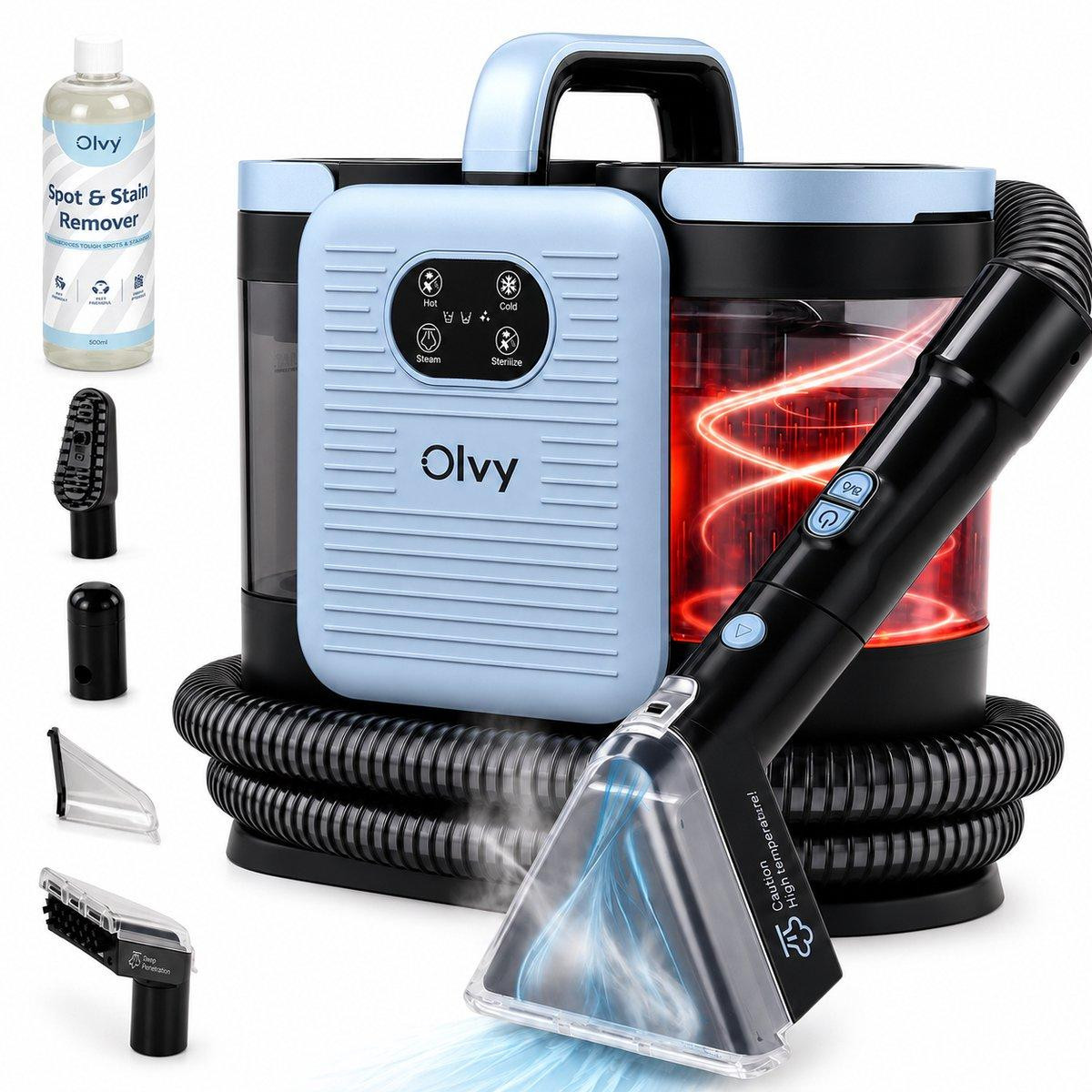 Olvy Waschsauger PRO Stoomreiniger en Natzuiger voor Meubels, Tapijten en Auto's inclusief Accessoires