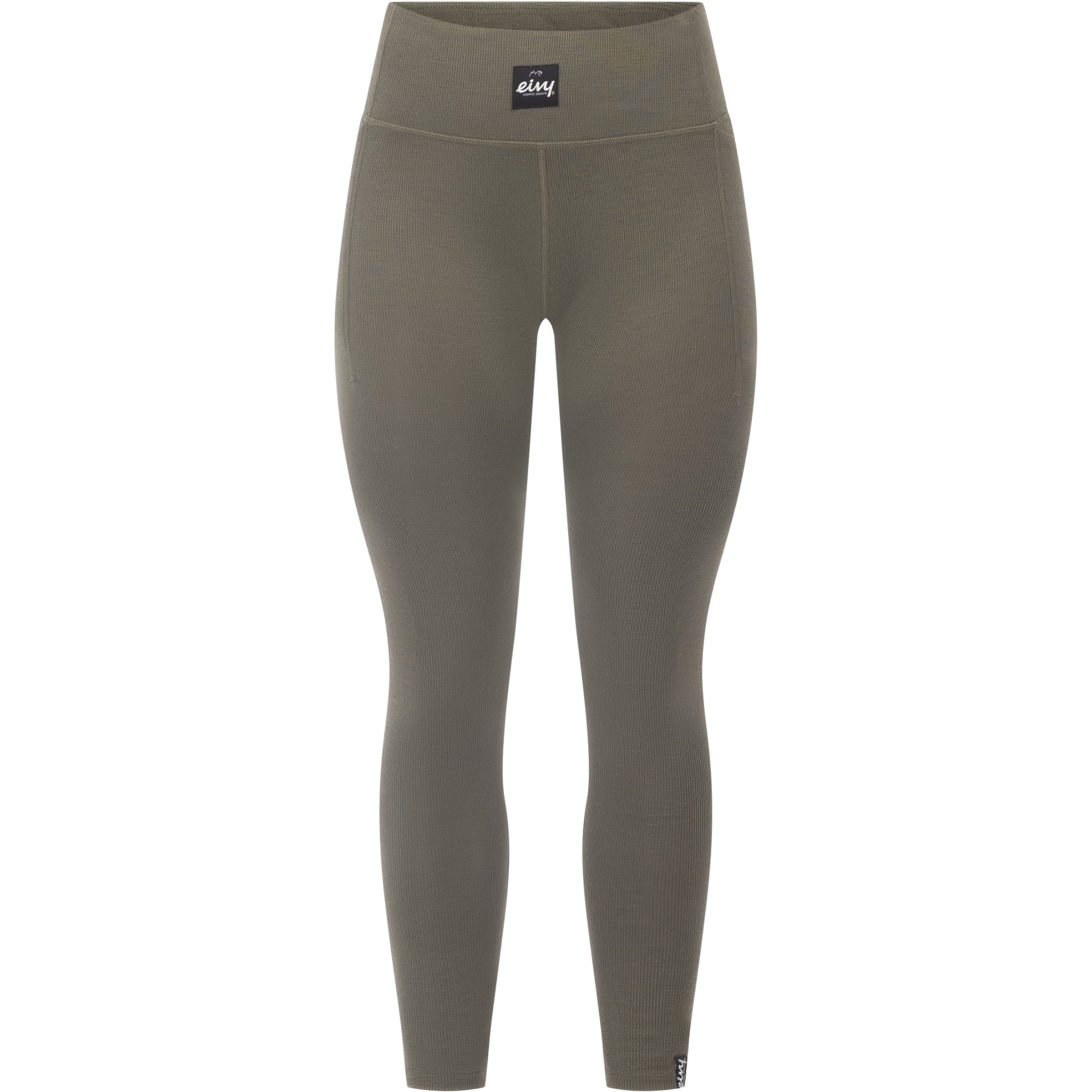Eivy Pocket Wool Rib Tights Damen Lange Unterhose oliv Größe S Trekking Hautfreundlich Merinowolle