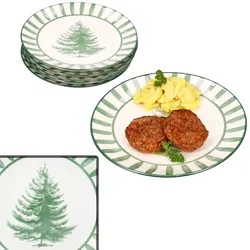 6x Wald grün Speiseteller Steingut 6 Personen Essteller Weihnachten Streifen