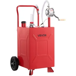 VEVOR 75,7L Kraftstofftrolley Mobile Tankanlage mit Manueller Pumpe Rot, Tragbarer Kraftstoffbehälter für Auto Rasenmäher Boot, Mit 2 Rollen & Ölstandsanzeige, Für Benzin & Diesel, Kohlenstoffstahl