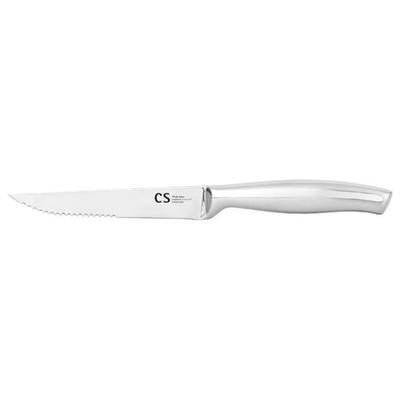 Steakmesser CS KOCH-SYSTEME "SILVER 6-teiliges Set, Edelstahl rostfrei 18/10", silber, B:20mm, Edelstahl, Kunststoff, Essmesser, mit fein gezahnter Klinge für müheloses Schneiden ohne Reißen