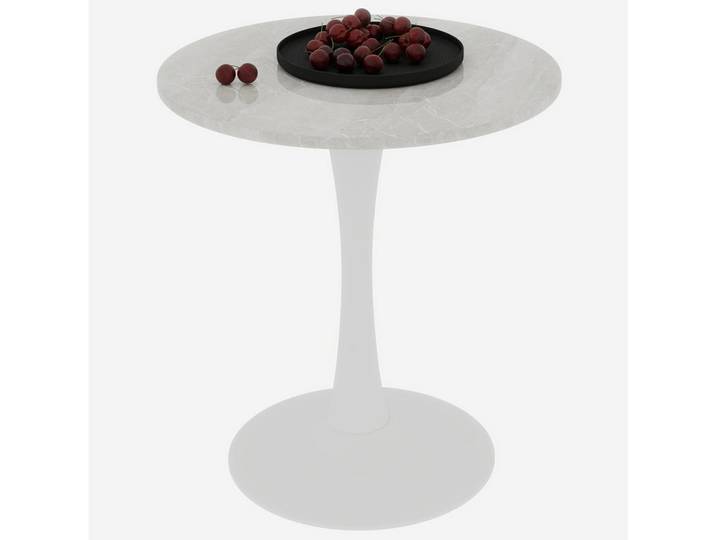 Flora Grace Couchtisch 70,1 cm in Weiß aus Kunstmarmor–rundes Design für viele Wohnbereiche, Stein, 70x72x70 cm, Wohnzimmer, Wohnzimmertische, Couchtische