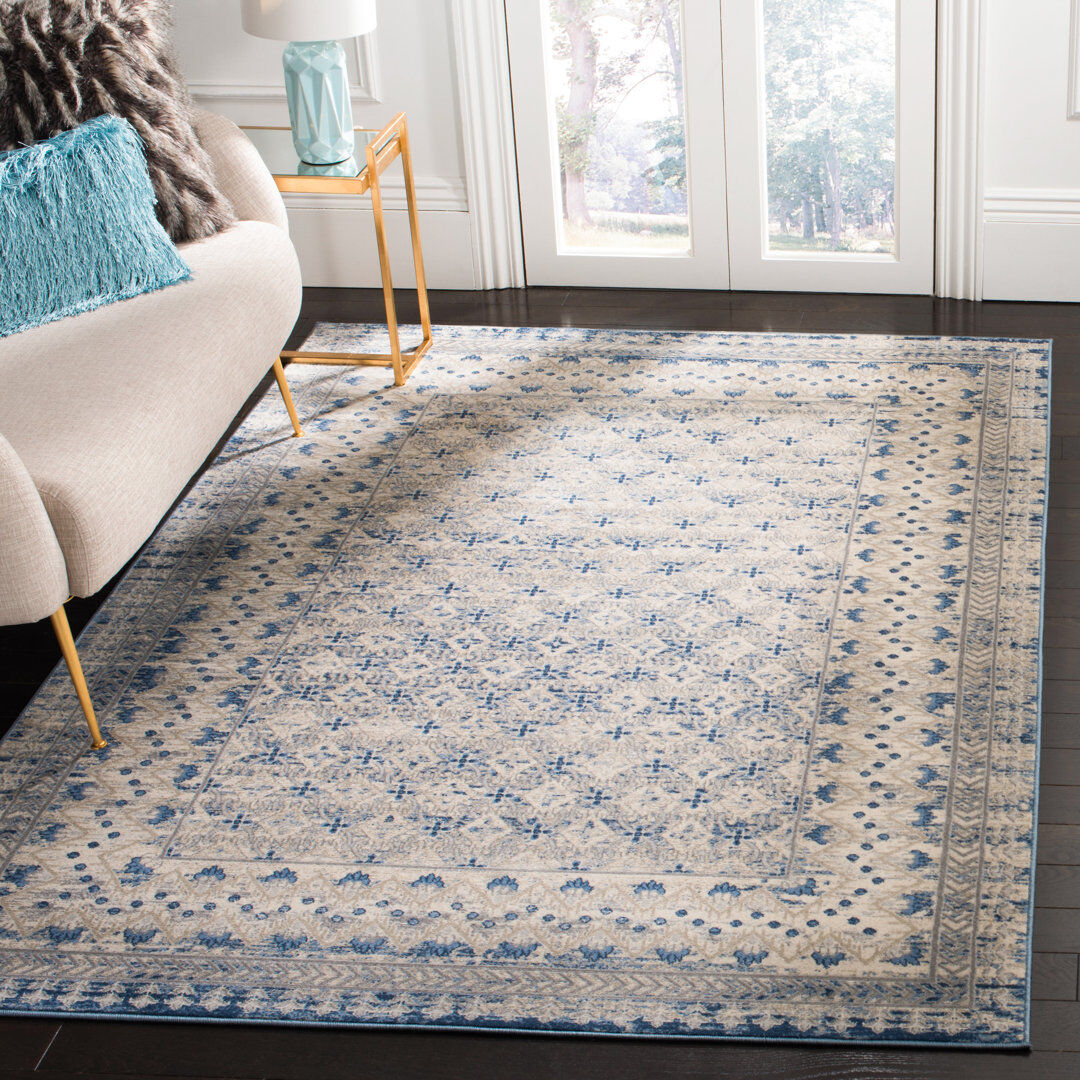 Langley Street Allie Oriental Area Rug Blue/Beige Rectangle 122 x 183 cm
