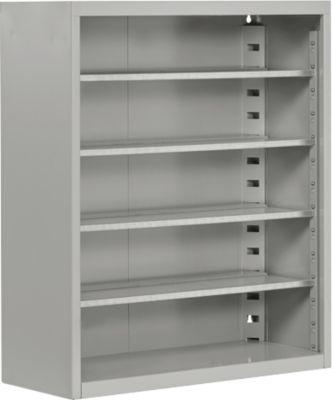 Magazinregal, 830 mm hoch, 4 Böden, ohne Kästen, weißaluminium