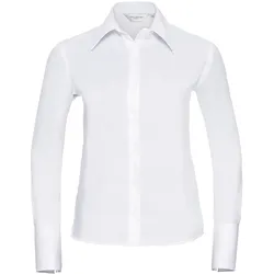Russell Collection Taillierte bügelfreie Bluse  Langarm, white, M