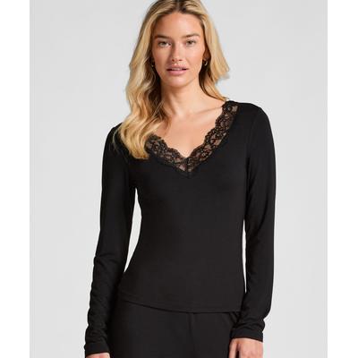 Pyjama HUNKEMÖLLER "Pyjama Set", Damen, Gr. XL, schwarz, 92% Modal, 8% Elasthan, Homewear-Sets Pyjama