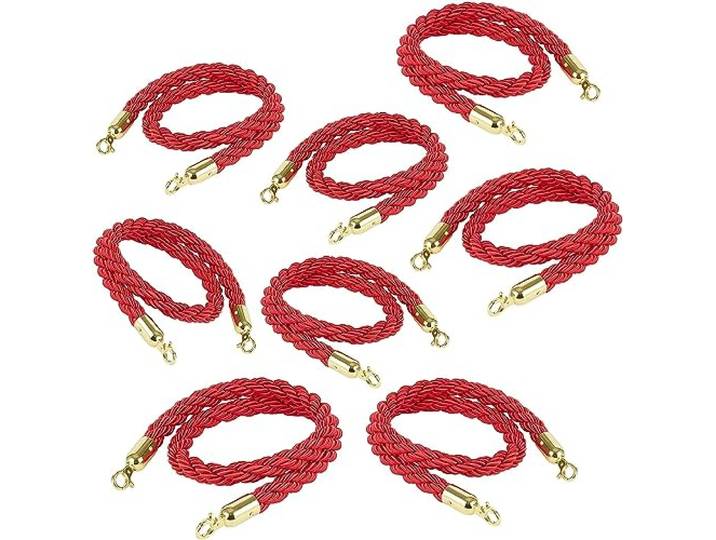 Gedrehtes dekoratives Warteschlangenabsperrseil mit Haken(8 Pack,300Cm/118 in)
