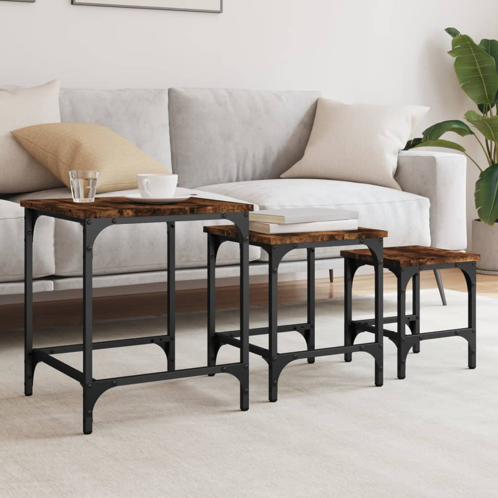 17 Stories Obra Nesting Coffee Tables 3 pcs Engineered Wood Smoked Oak