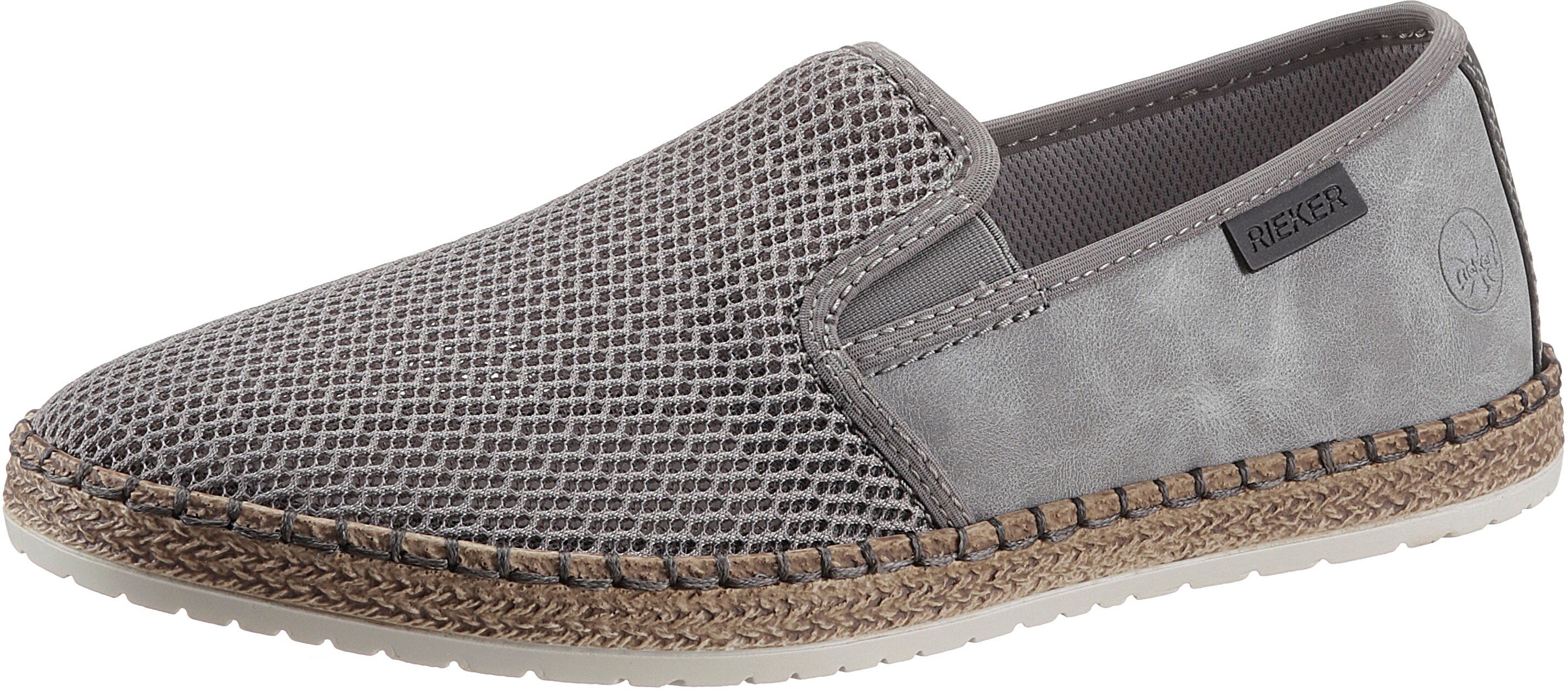 Espadrille RIEKER, Herren, Gr. 40, Textil, grau, Nubuklederimitat, Textil, Schuhe Espadrille, Sommerschuh, Slipper, Freizeitschuh im Materialmix