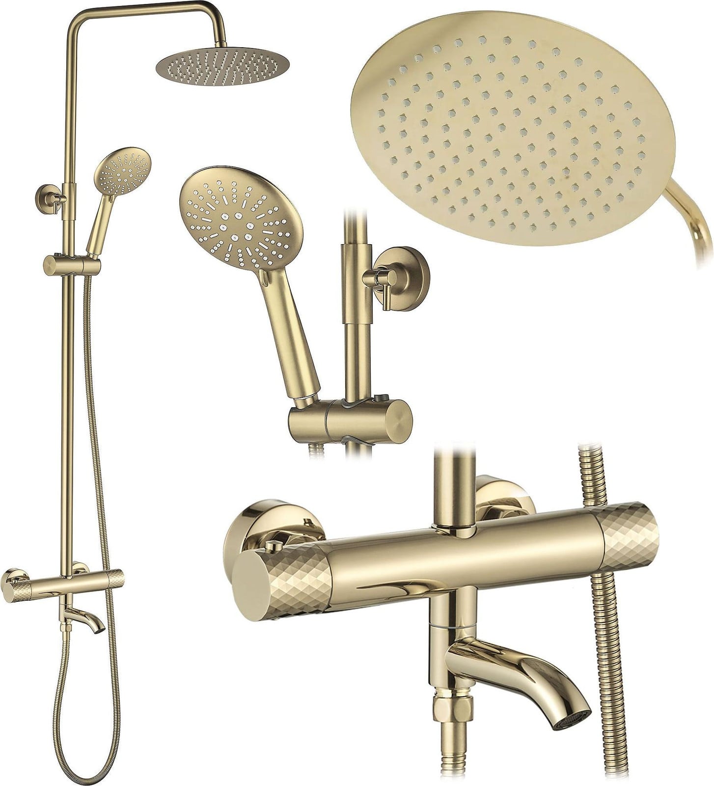 Rea Doucheset Lungo Diamond Gold met Thermostaat