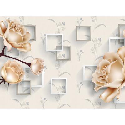 Fototapete PAPERMOON "Muster mit Blumen", bunt, B:2,5m L:1,86m, Vlies, Tapeten