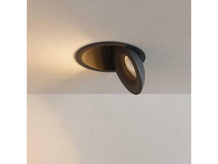 s.luce Led-Einbauleuchte Santa Deep Schwarz Warmweiß, Metall, Rund, LED integrated, 13.8x4x13.8 cm, Lampen & Leuchten, Innenbeleuchtung, Spots & Strahler, Deckenspots