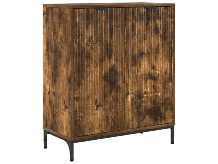 KPOTUERTU Sideboard Räuchereiche 69,5 x 33 x 82 cm Holzwerkstoff Metallfüße, Scharniertüren, Wandbefestigung, Stauraum, Esszimmer, Küche, Wohnzimmer, kratzfest