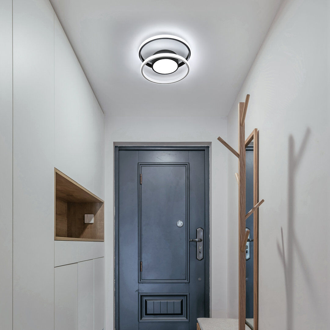 Metro 2-Light 40cm Oval LED Ceiling Light Black 6cm H X 40cm W X 28.5cm D