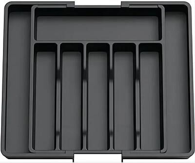 Uplifted Finds Premium Expandable Cutlery Drawer Organizer Adjustable Kitchen Utensil Tray Set black