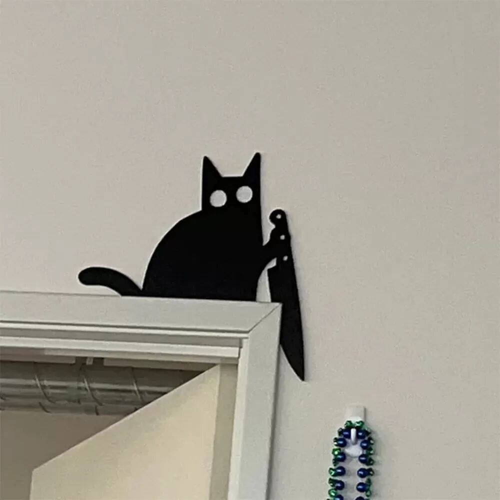 INF Große Katze Türrahmen Dekoration - Metall Cartoon Katze Tür Eck Ornament