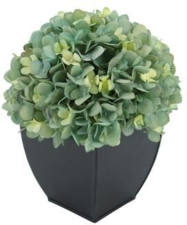 House of Silk Flowers Faux Hydrangea in Black Tapered Zinc Cube