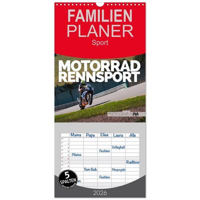 Familienplaner 2026 - Motorrad Rennsport mit 5 Spalten (Wandkalender, 21 x 45 cm) CALVENDO