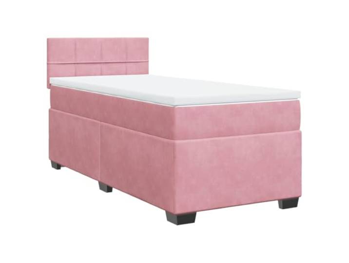 PUGYNBK Boxspringbett, Samt, Rosa, 80 x 200 cm Mit Taschenfederkernmatratze, Kopfteil und Lattenrost, stabile Beine
