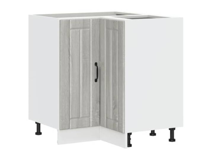 Helloshop26 Lucca 02_0050108 Eckschrank für die Küche, 75,5 x 75,5 x 81,5 cm, großer Platz, praktische Aufbewahrung, aus Holz, Grau
