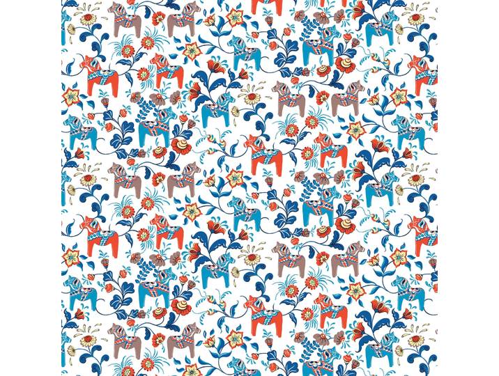 Arvidssons Textil Toile cirée Leksand Bleu-Orange