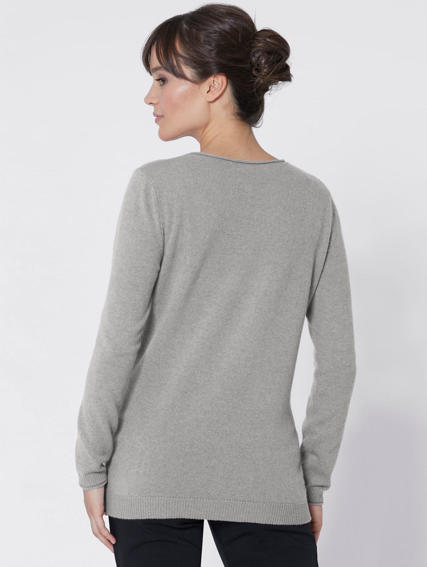 Kaschmirpullover "Kaschmir-Pullover", Damen, Gr. 36/38, grau (grau, meliert), 100% Kaschmir, meliert, unifarben, figurumspielend, Pullover Kaschmirpullover grau, meliert 36/38
