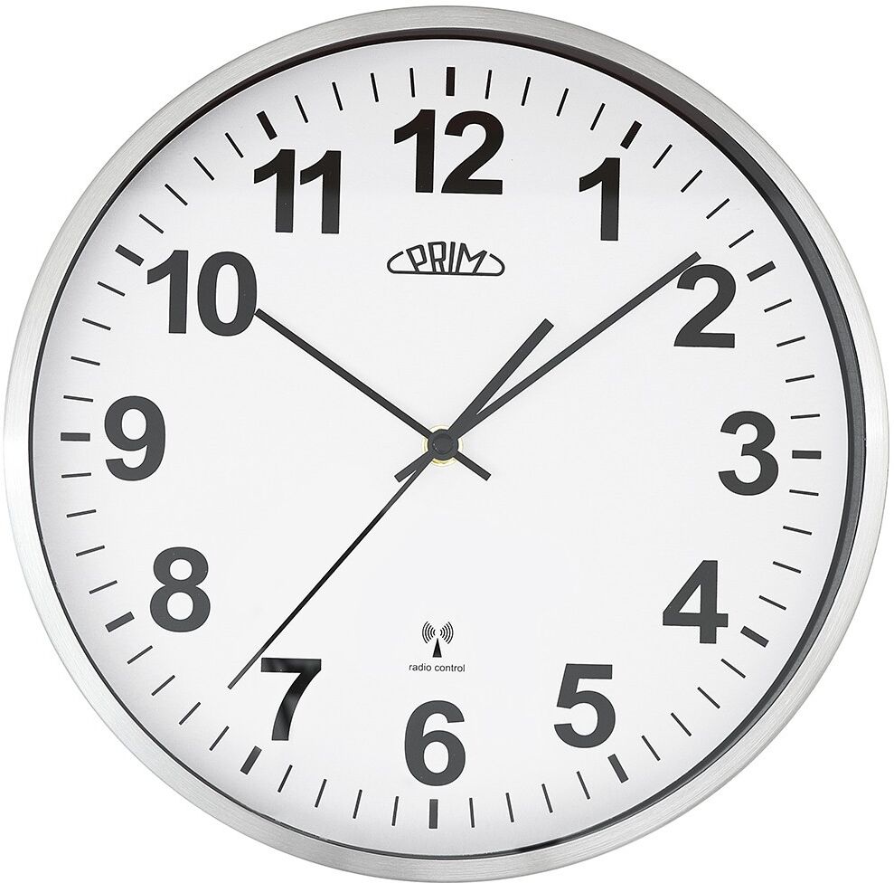 Kovové hodiny stříbrné PRIM Radio Control ∅ 303 x 45 mm