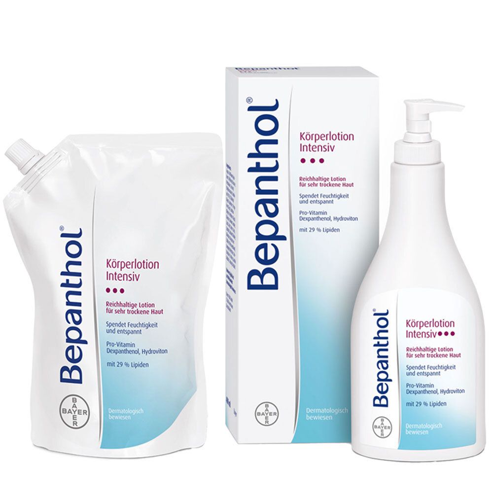 Bepanthol Intensiv Körperlotion Spenderflasche + Nachfüllb 2x400 ml Lotion
