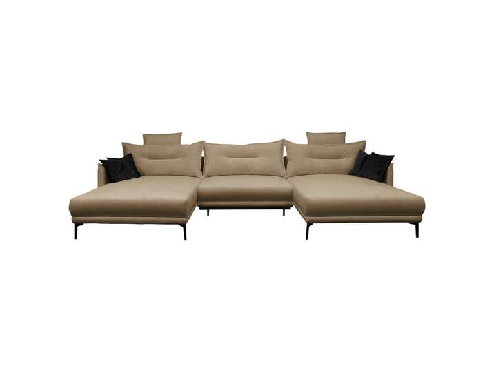 Mid.you Wohnlandschaft Nuovo U, Taupe, Metall, 3-Sitzer, Füllung: Schaumstoff, U-Form, 360x194 cm, Liegefunktion, Wohnzimmer, Sofas & Couches, Wohnlandschaften, Wohnlandschaft U-Form