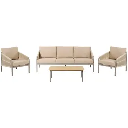 LOUNGE-SET mit Tisch 5-Sitzer Metall Beige Murato