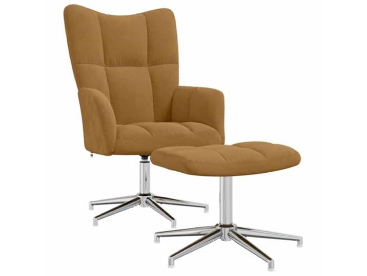 Relaxsessel mit Hocker Braun Samt 360 Grad Drehbar Drehbar um 360 Grad,Stahlgestell mit Kreuzfüßen,dicker Schaumstoff,weicher Samtbezug,maximal 110 kg pro Sitzplatz