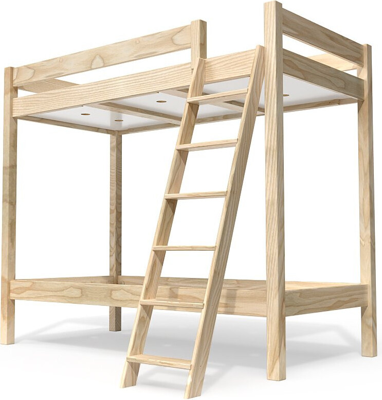 Etagenbett 2 Plätze 90x190 geneigte Skala Holz ABC - Naturlack