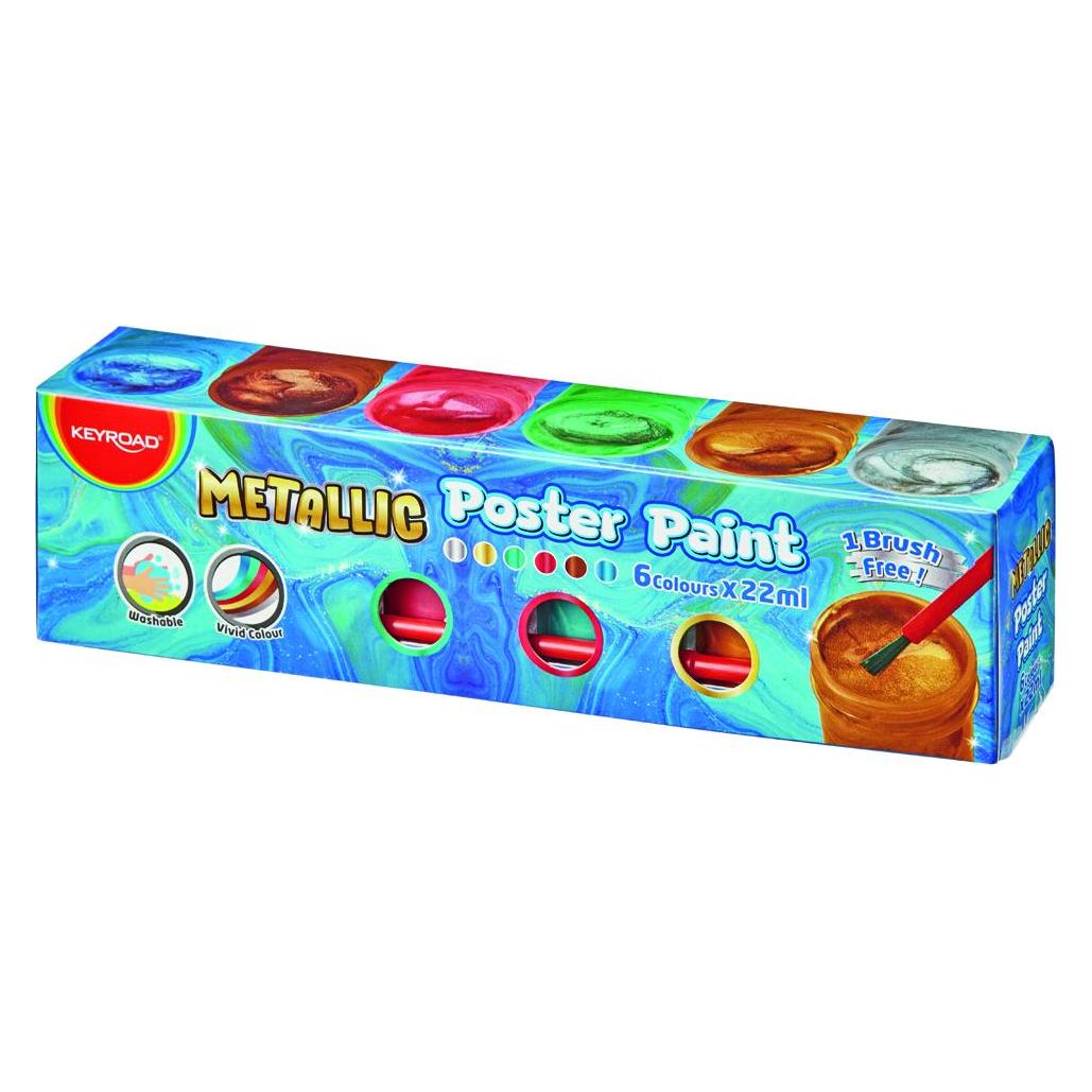Keyroad Metallic-plakatfarben, 6 x 22 ml, kostenloser pinsel, in einer box, farbmischung (22 ml) (45650356)