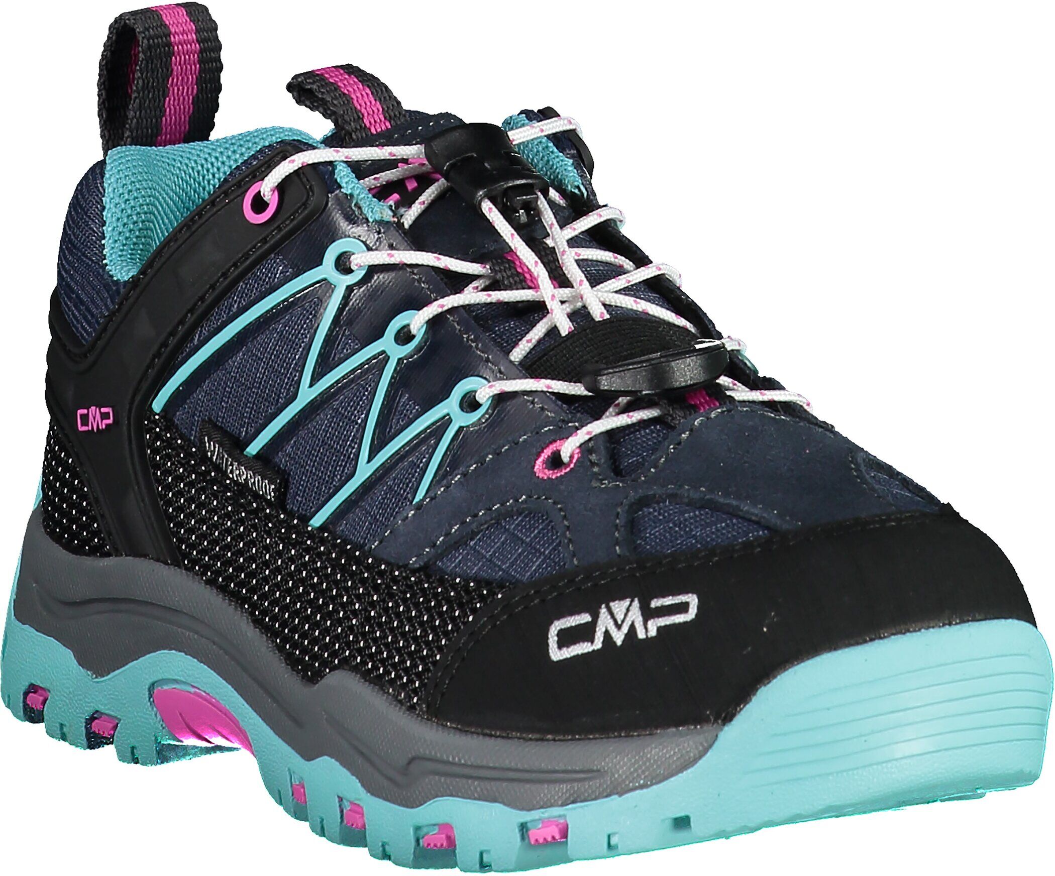 Wanderschuh CMP "KIDS RIGEL LOW WP TREKKING SHOES", Kinder, Gr. 32, Synthetik, blau (b.blau, acqua), Leder, Synthetik, Schuhe Wanderschuh, wasserdicht b.blau, acqua 32, Synthetik