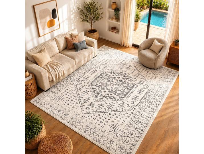 Teppich LIVABLISS NEPHI , weiss (beige), B:160cm H:11,4mm L:220cm, Polypropylen, Teppiche, Teppich