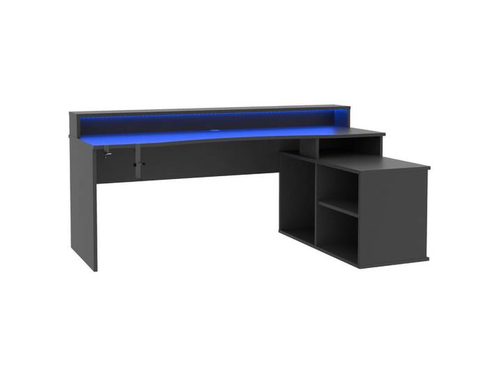 Mid.you Gaming-Tisch, Schwarz, Metall, Kunststoff, Holzwerkstoff, rechteckig, Wange, 125.4x91.1x200 cm, Kabeldurchlass, Stauraum, Büromöbel, Schreibtische, Gaming-Tisch