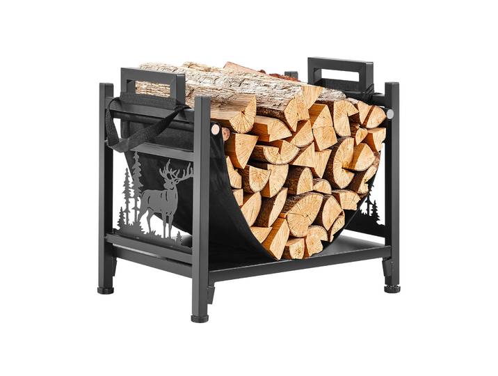 SucceBuy Support à bois de chauffage d'intérieur incurvé 1/1,3/1,5 pieds, en acier thermolaqué, pour cheminée