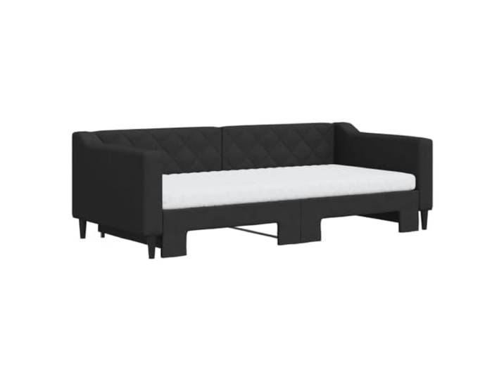 KTHLBRH Ausziehbares Schlafsofa mit Matratzen, schwarz, 90 x 190 cm, aus Gestell aus Holz, Metall, 2 Schaumstoffmatratzen inklusive, Lattenrost, modernes Design
