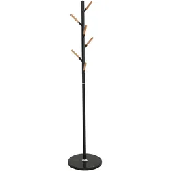 En.Casa, Garderobe + Kleiderstange, Garderobenständer Nacka 172x37 cm Schwarz + Holzoptik