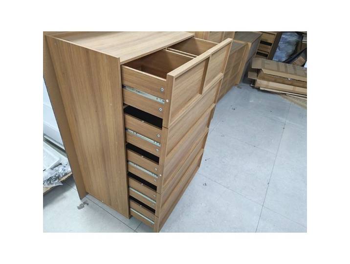 Commode moderne à six tiroirs – Chêne – 80 x 48 x 127 cm – Rangements avec rails métalliques