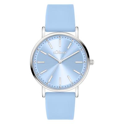 Quarzuhr S.OLIVER "Modern Statement", blau, Armbanduhren, Damen, Quarzuhr, Armbanduhr, Damenuhr, Silikonarmband, analog