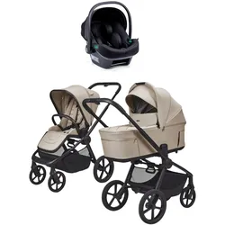 Moon Resea Fold Diamond Kombikinderwagen mit LOLA Babyschale / 3in1 Kinderwagen, Farbe/Dessin: Sand