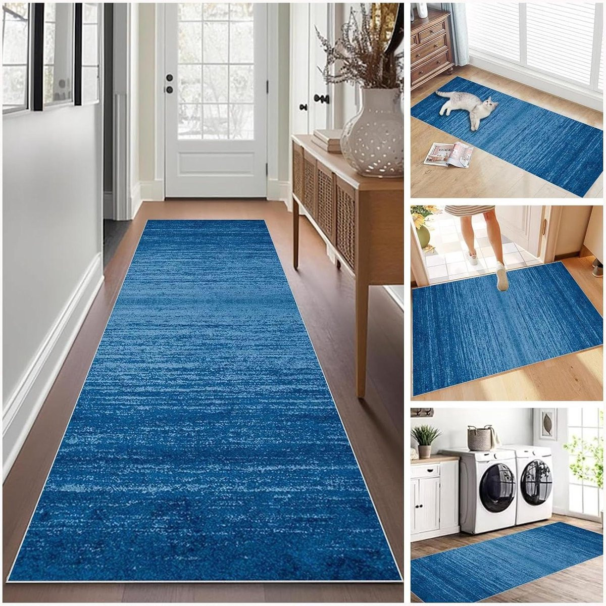 Gangloper antislip vloerkleed grijs - Machinewasbaar - B/D: 70 x 300 cm