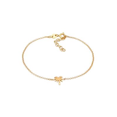 Armkette ELLI "Armband Palme Strand Urlaub Meer 925 Silber" Gr. 160, gold, Armbänder, Damen, Silber 925 (Sterlingsilber), Armkette