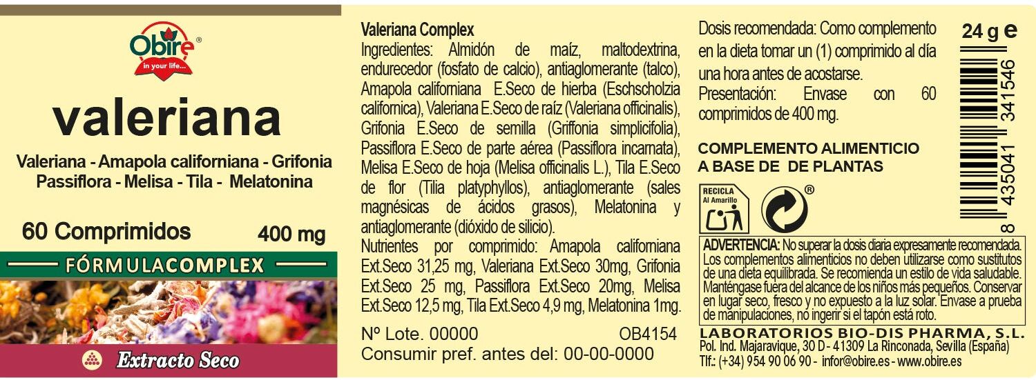 Obire Valeriana complex 400 mg 60 comp
